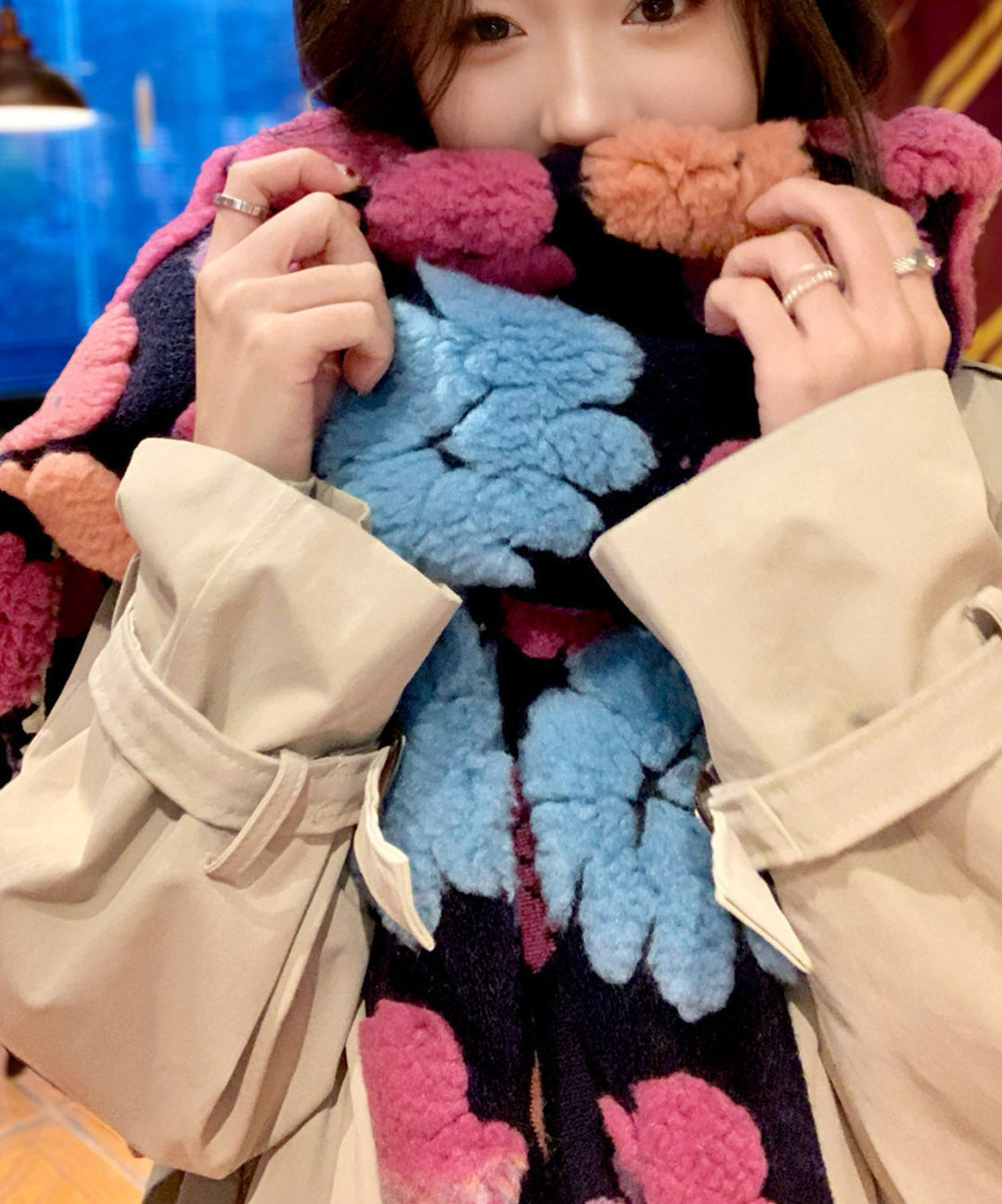 Korean Style Three-Dimensional Flower Thick Warm Scarf