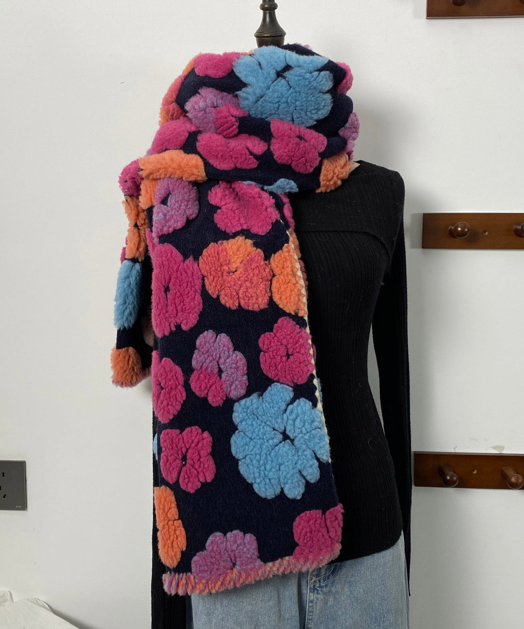 Korean Style Three-Dimensional Flower Thick Warm Scarf