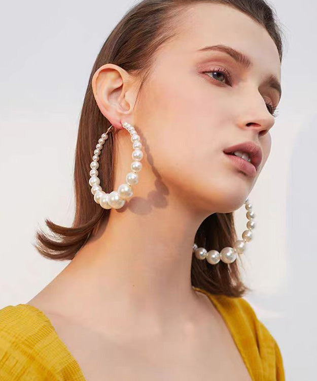 Korean Style Versatile Pearl Circle Hoop Earrings
