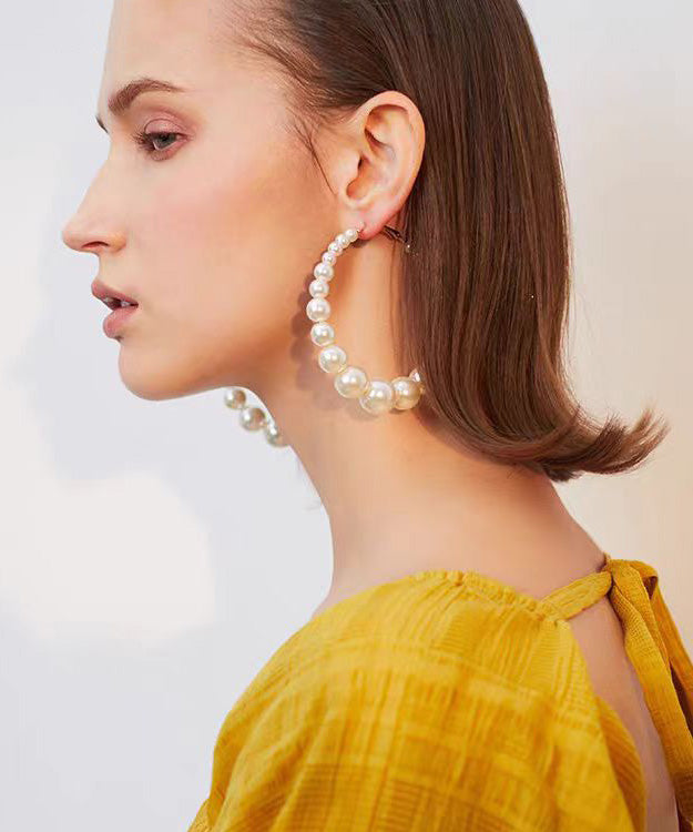 Korean Style Versatile Pearl Circle Hoop Earrings