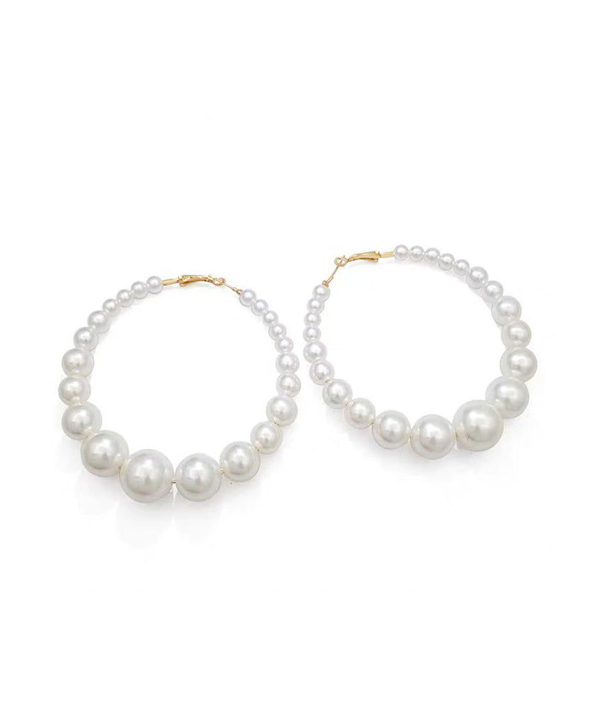 Korean Style Versatile Pearl Circle Hoop Earrings