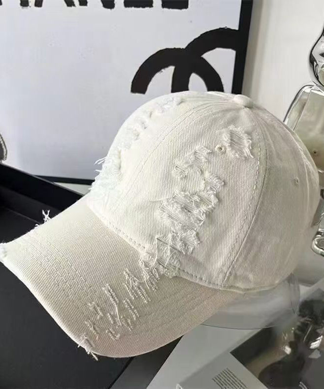 Korean Version Pink Gradient Versatile Ripped Baseball Cap Hat