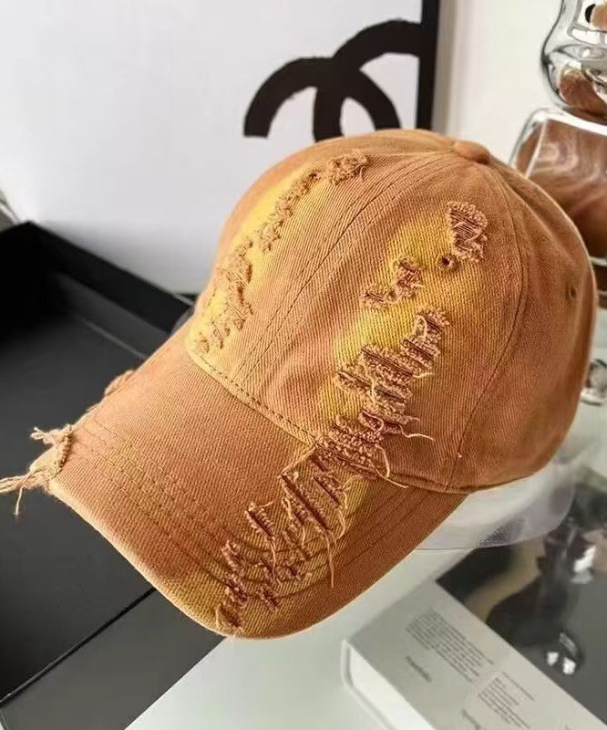 Korean Version Pink Gradient Versatile Ripped Baseball Cap Hat