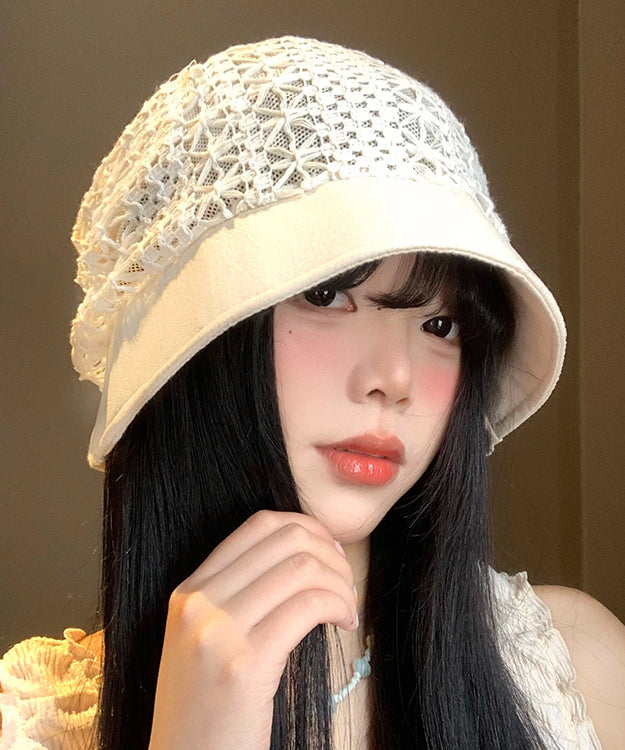 Korean Version Summer Beige Thin Hollow Breathable Boonie Hat