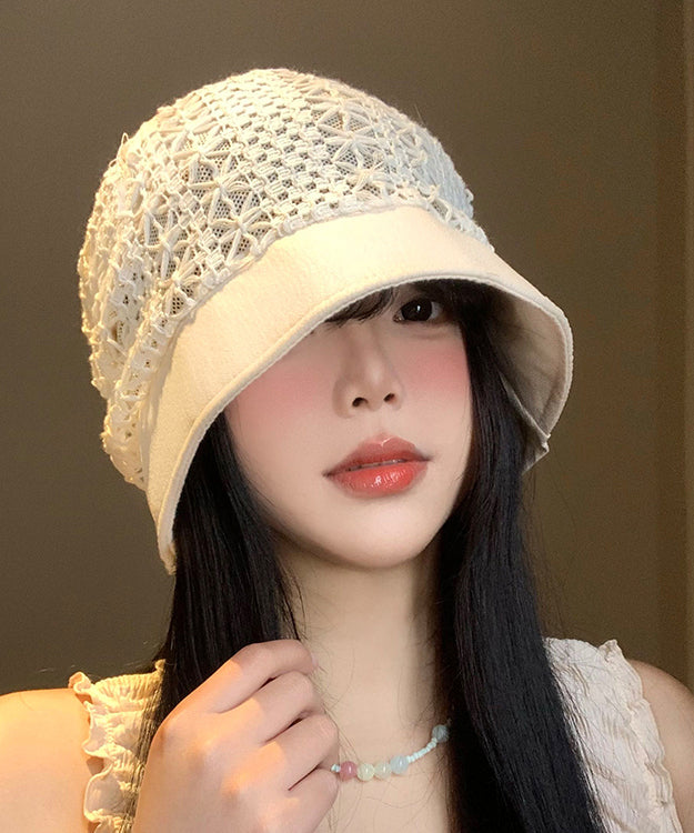 Korean Version Summer Beige Thin Hollow Breathable Boonie Hat