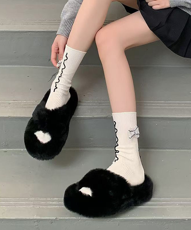 Korean Version Sweet Bow Versatile Mid Calf Socks
