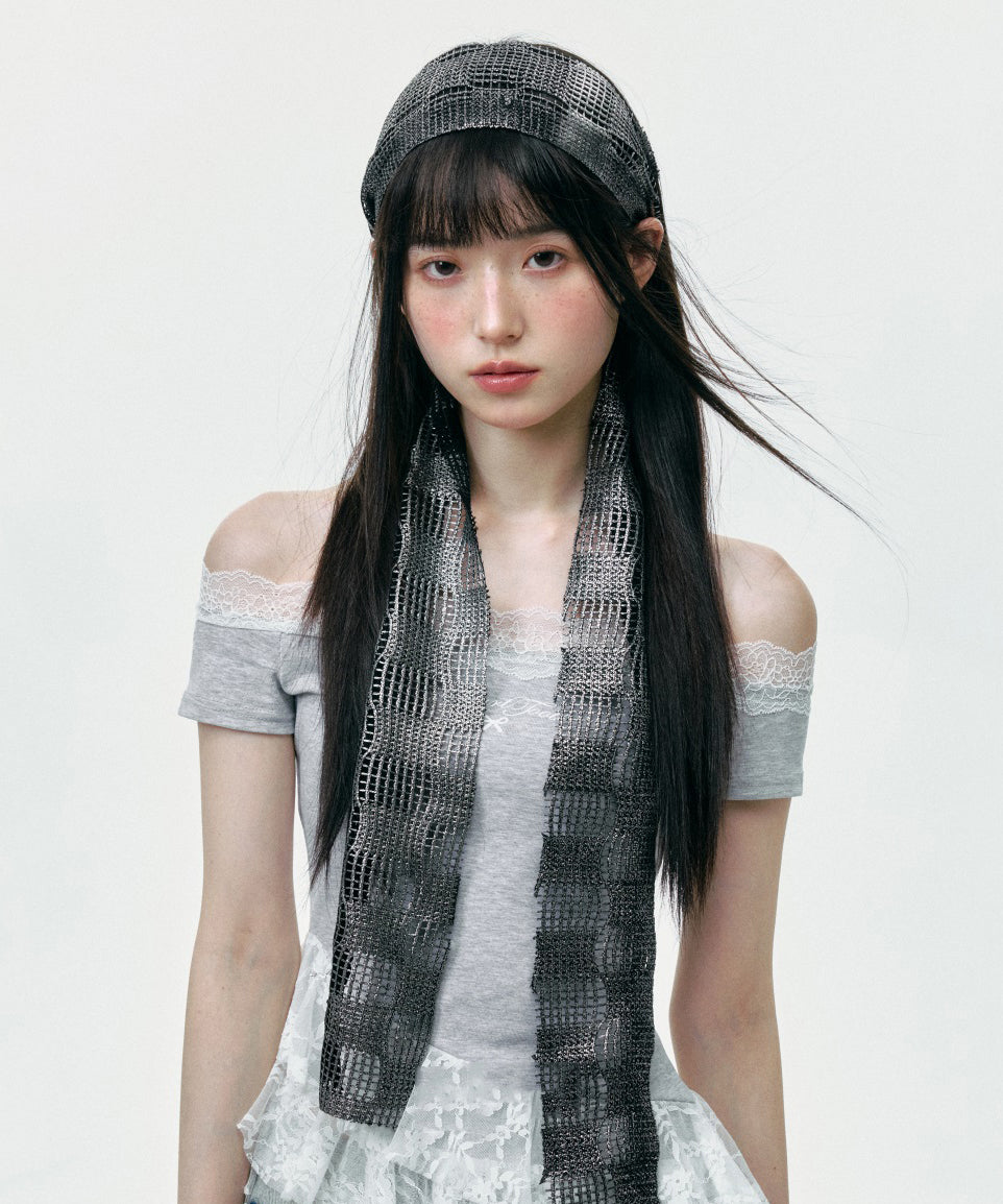 Korean Version Versatile Fashion Grey Hollow Out Scarf