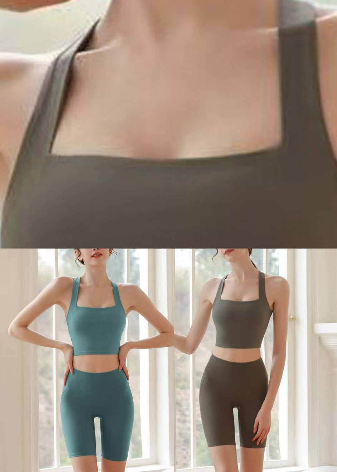 Lake Blue Butt Scrunch Sports Bra And Leggings Set Suit