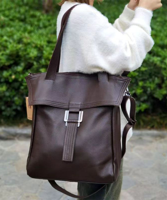 Leisure Brown Calf Leather Large Capacity Satchel Bag Handbag