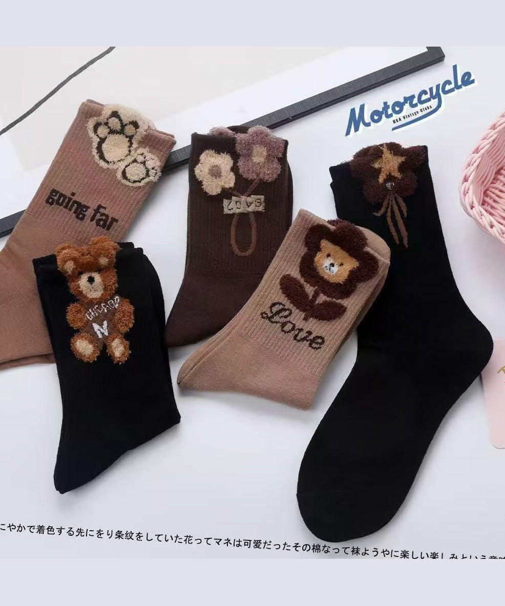 Leisure Versatile Jacquard Cotton Crew Socks