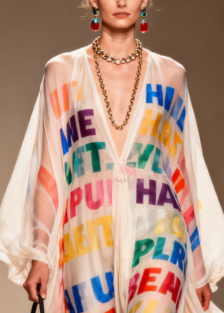 Leopard Print Chiffon Sheer Dresses Oversized Hollow Out Summer