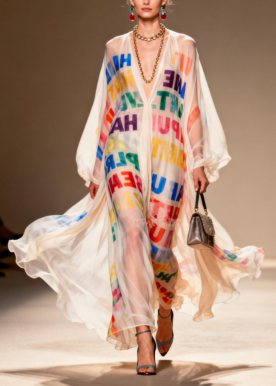 Leopard Print Chiffon Sheer Dresses Oversized Hollow Out Summer