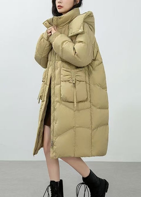 Light Green Duck Down Winter Coats Oversized Wrinkled Winter