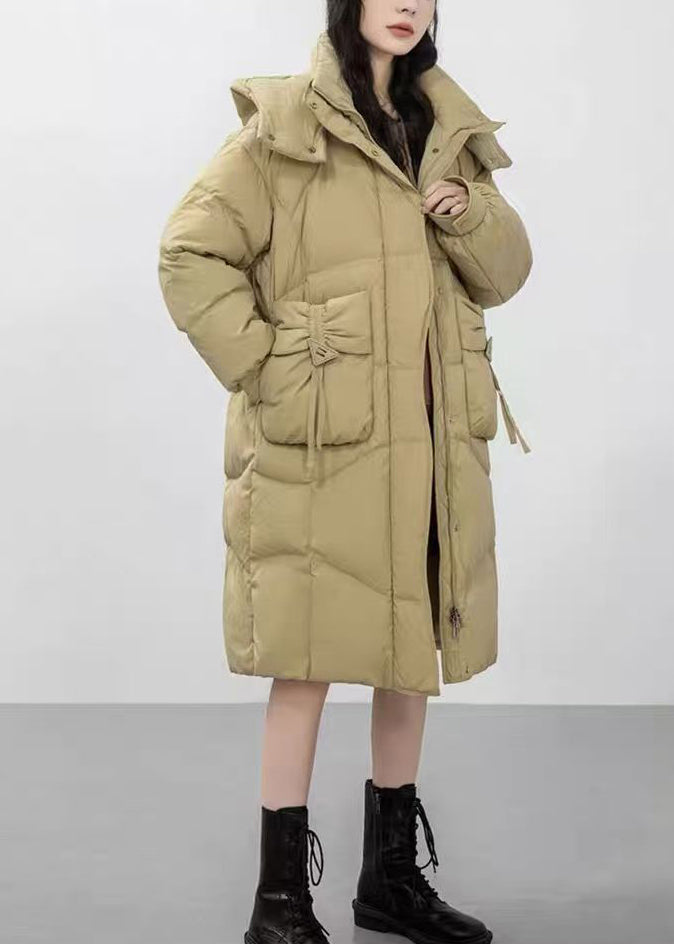 Light Green Duck Down Winter Coats Oversized Wrinkled Winter