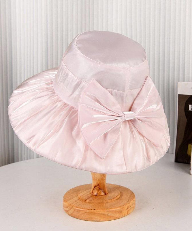 Light Khaki Bow Bucket Hat Summer Thin Breathable