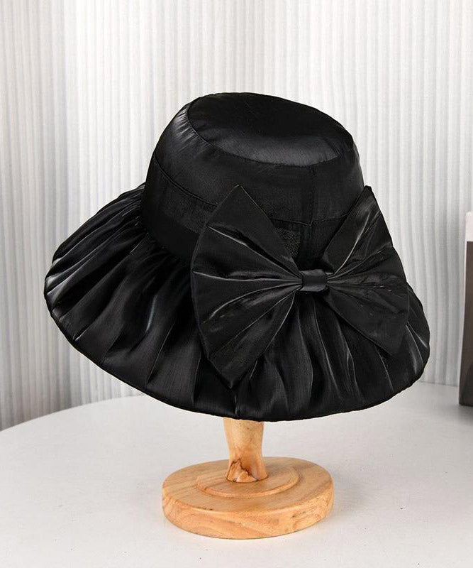 Light Khaki Bow Bucket Hat Summer Thin Breathable