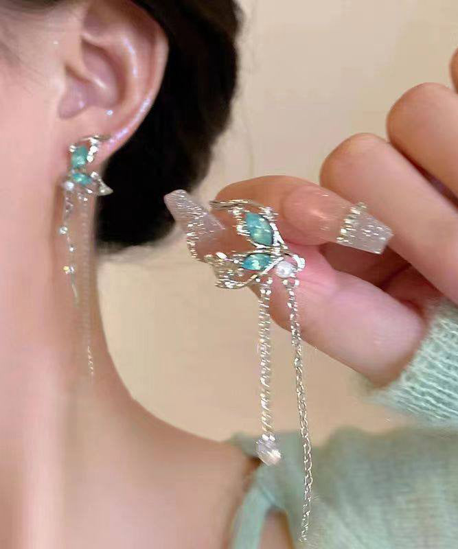 Light Luxury Butterfly Tassel French Earrings