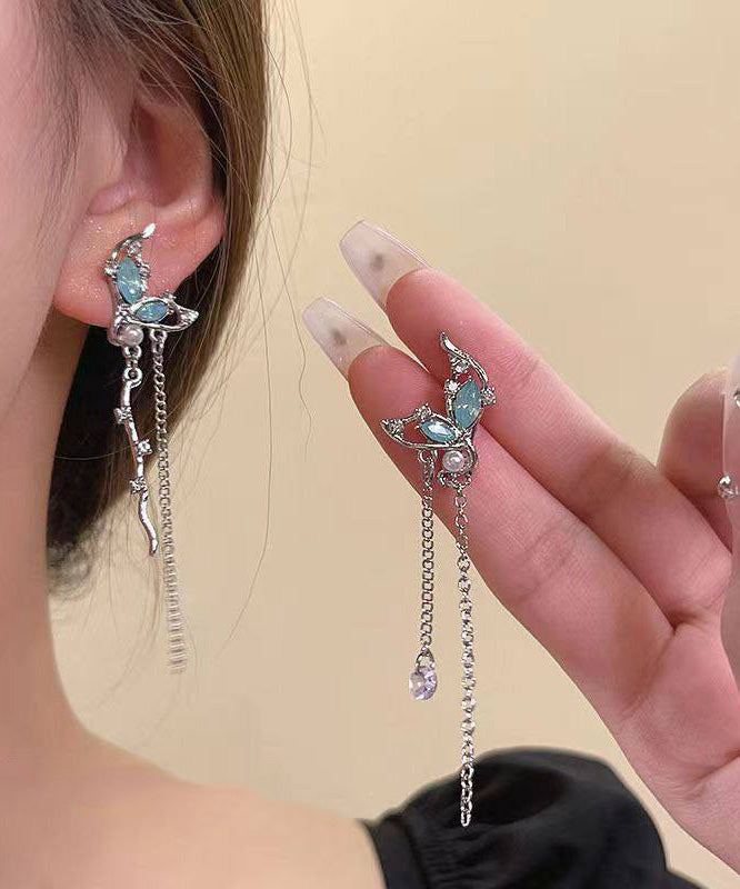 Light Luxury Butterfly Tassel French Earrings