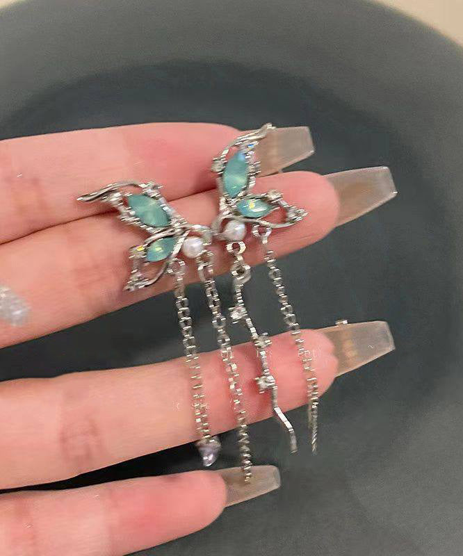 Light Luxury Butterfly Tassel French Earrings