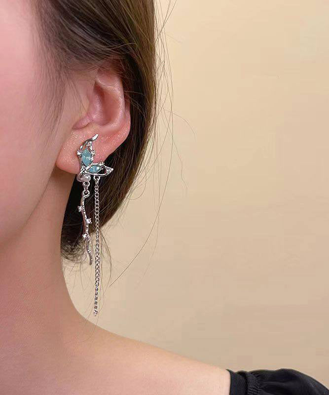 Light Luxury Butterfly Tassel French Earrings