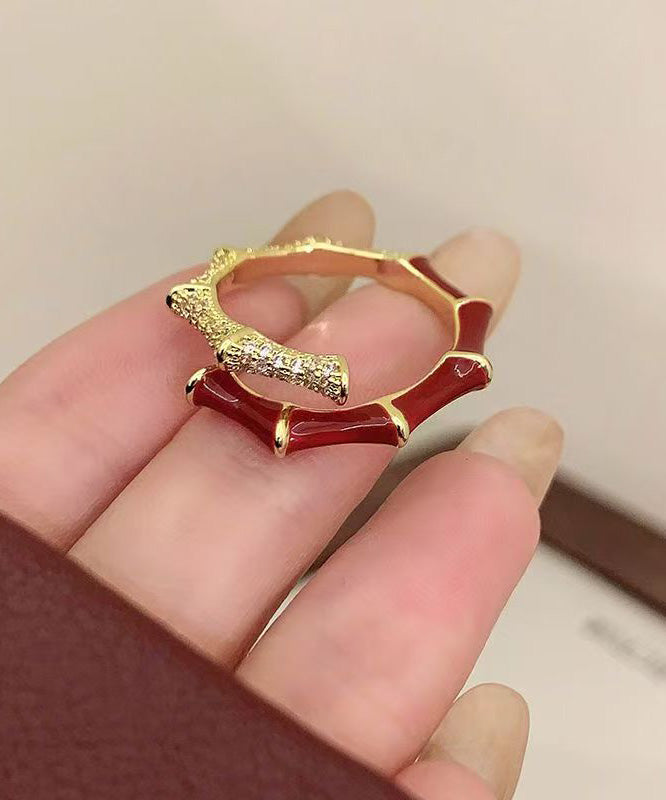 Light Luxury Exquisite Red Bamboo Zircon Rings - Omychic