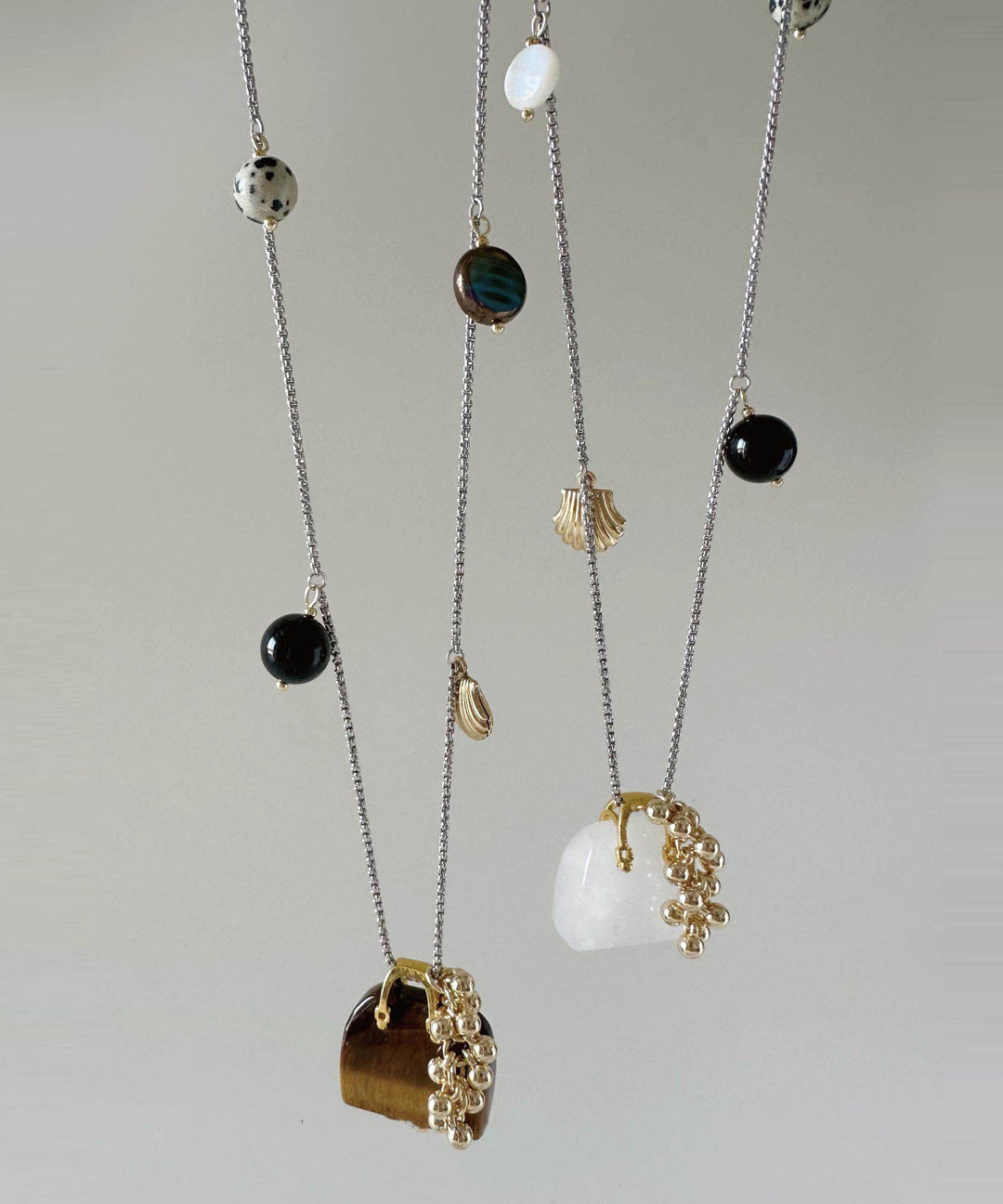 Light Luxury Glass Stone Titanium Steel Long Pendant Necklace