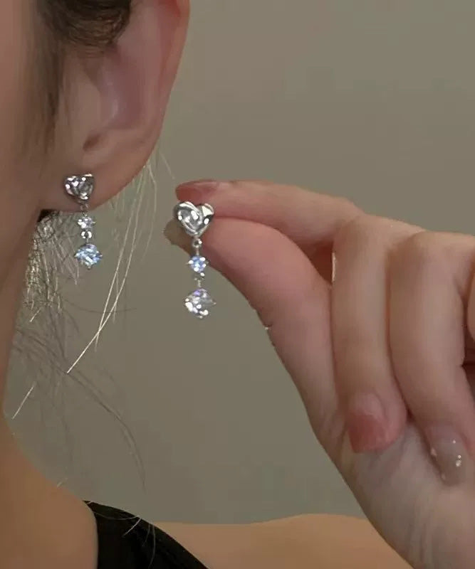 Light Luxury Heart-Shaped Rhinestone Stud Earrings