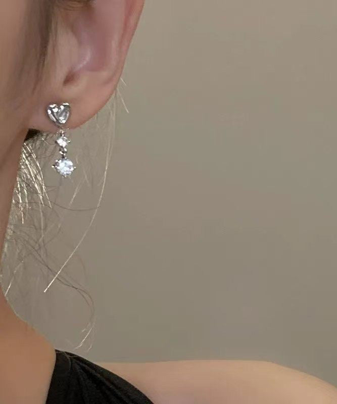 Light Luxury Heart-Shaped Rhinestone Stud Earrings