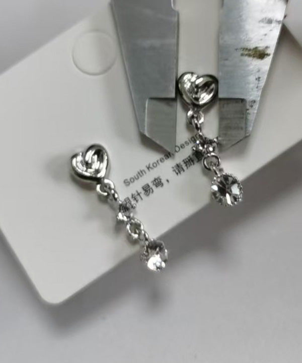 Light Luxury Heart-Shaped Rhinestone Stud Earrings