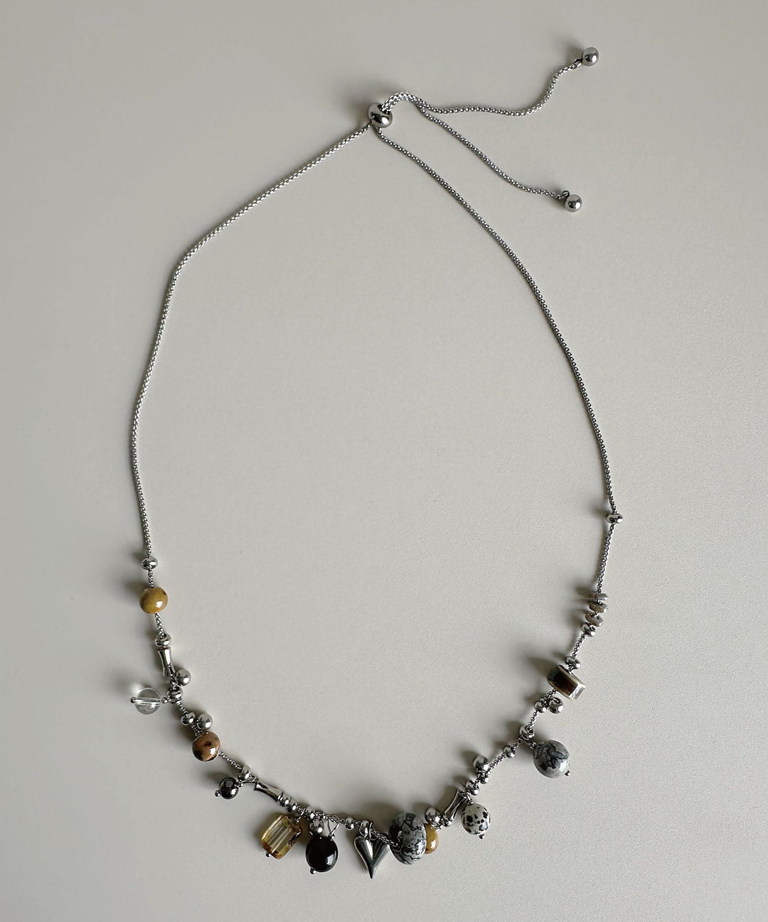 Light Luxury Natural Stone Titanium Steel Pendant Long Necklace