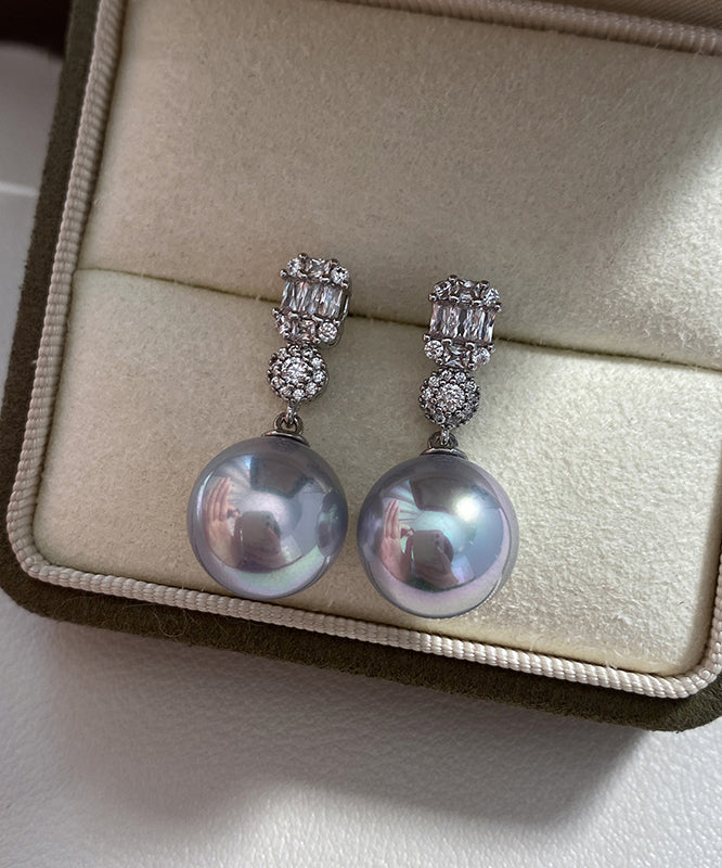 Light Luxury White Zircon Pearl Alloy Drop Earrings