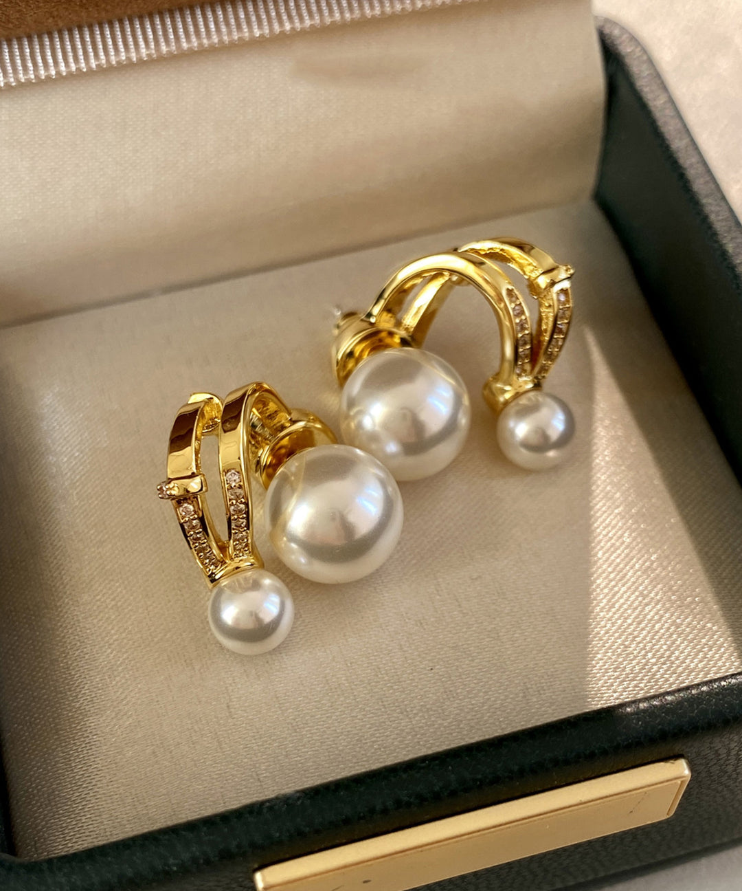 Light Luxury Zircon Wear Double Bead Star Track Stud Earrings