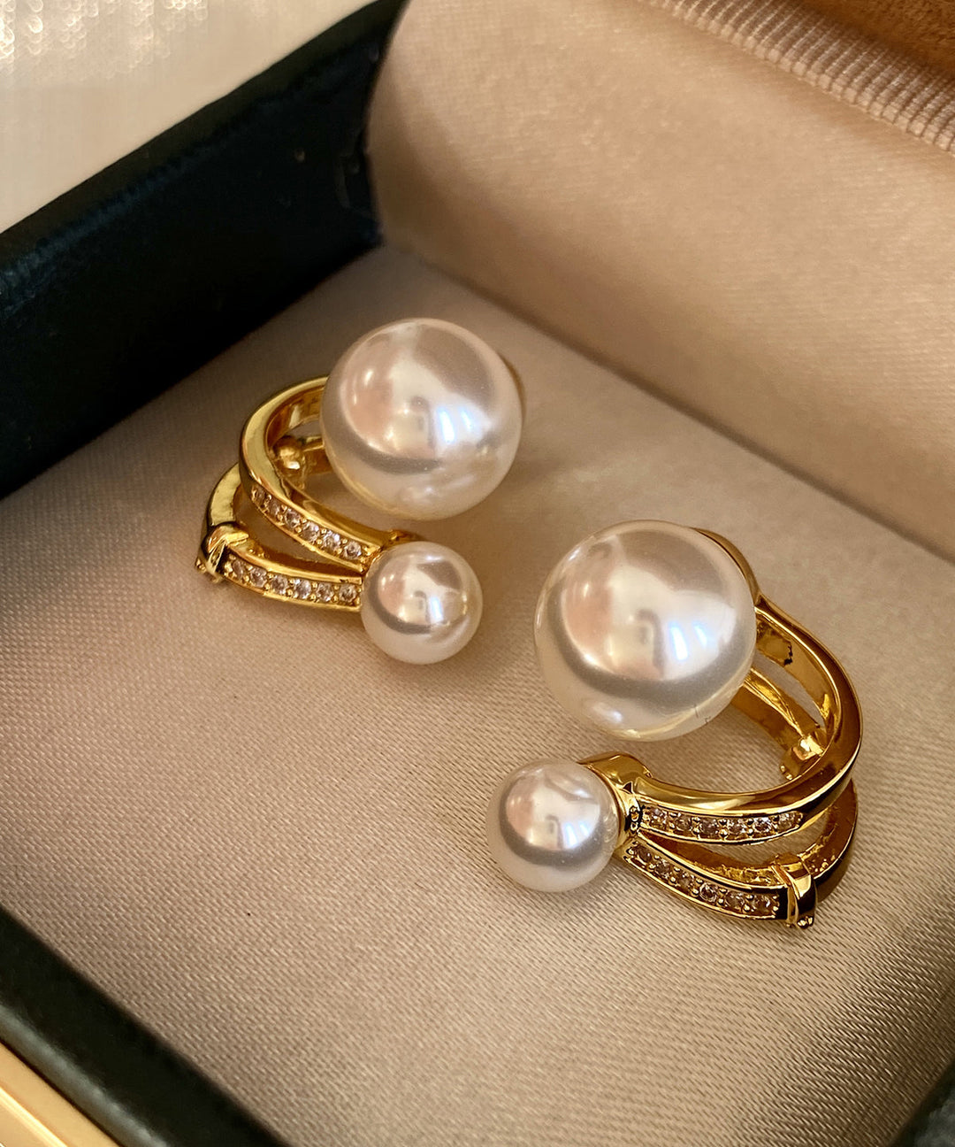 Light Luxury Zircon Wear Double Bead Star Track Stud Earrings