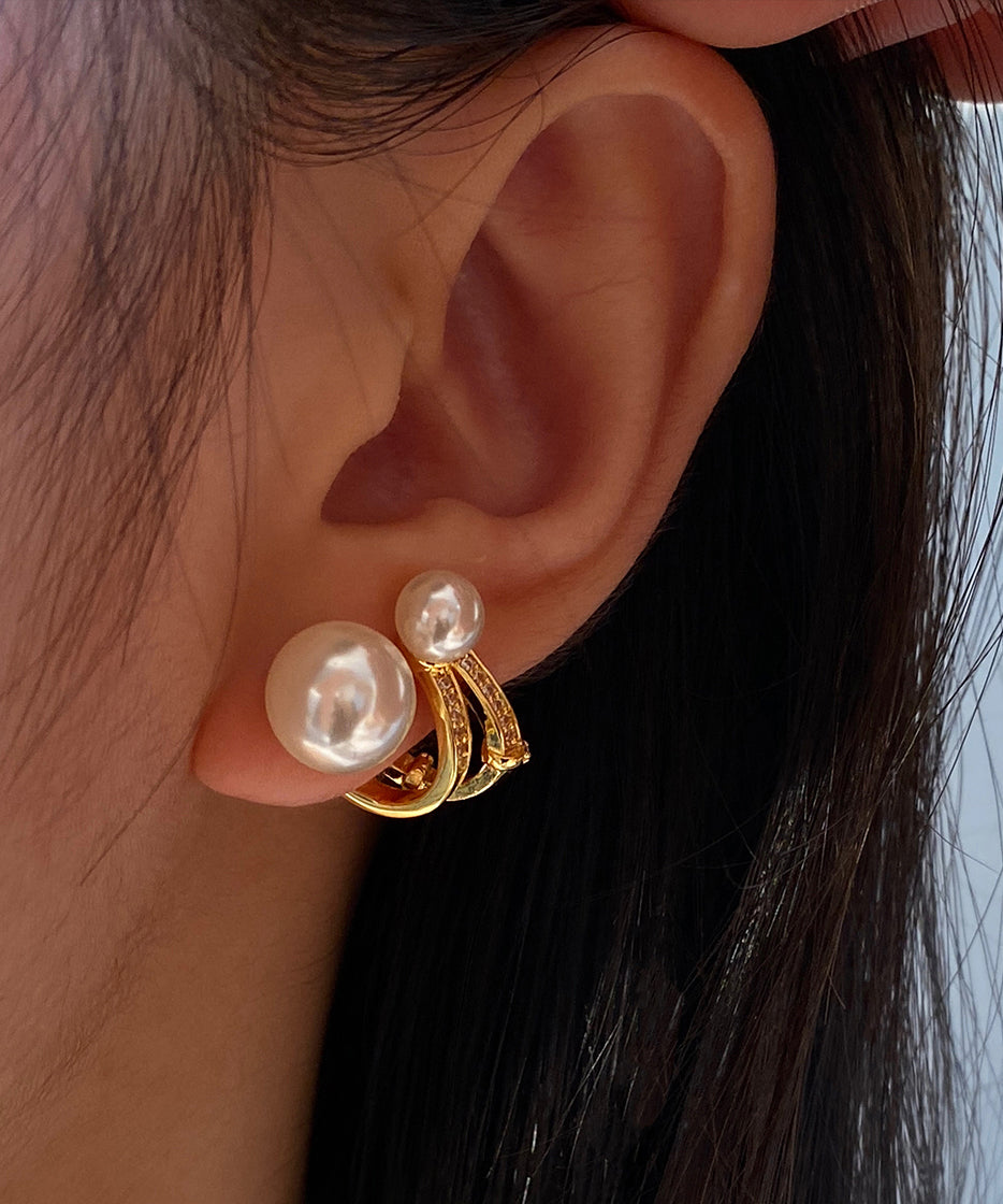 Light Luxury Zircon Wear Double Bead Star Track Stud Earrings