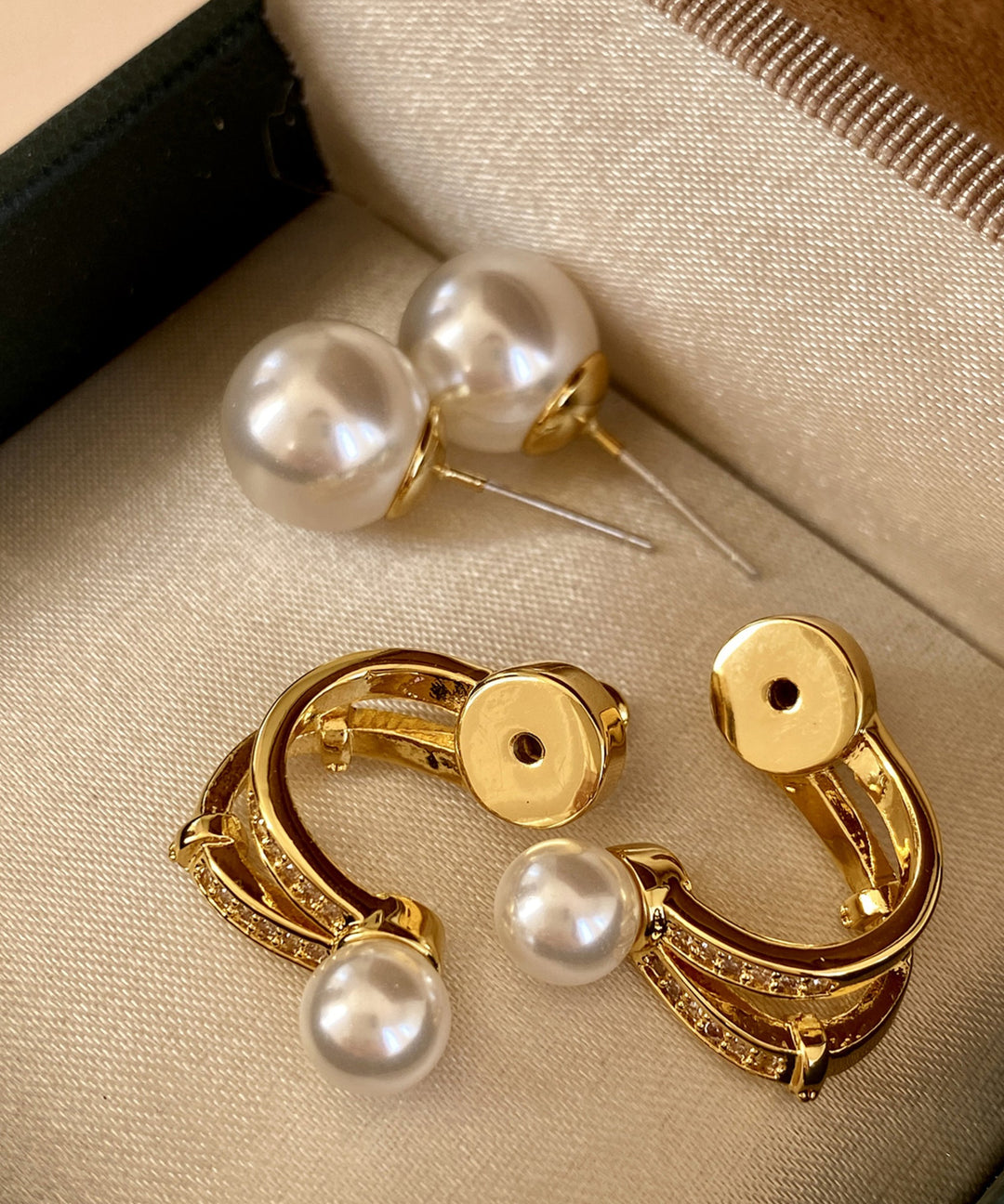 Light Luxury Zircon Wear Double Bead Star Track Stud Earrings