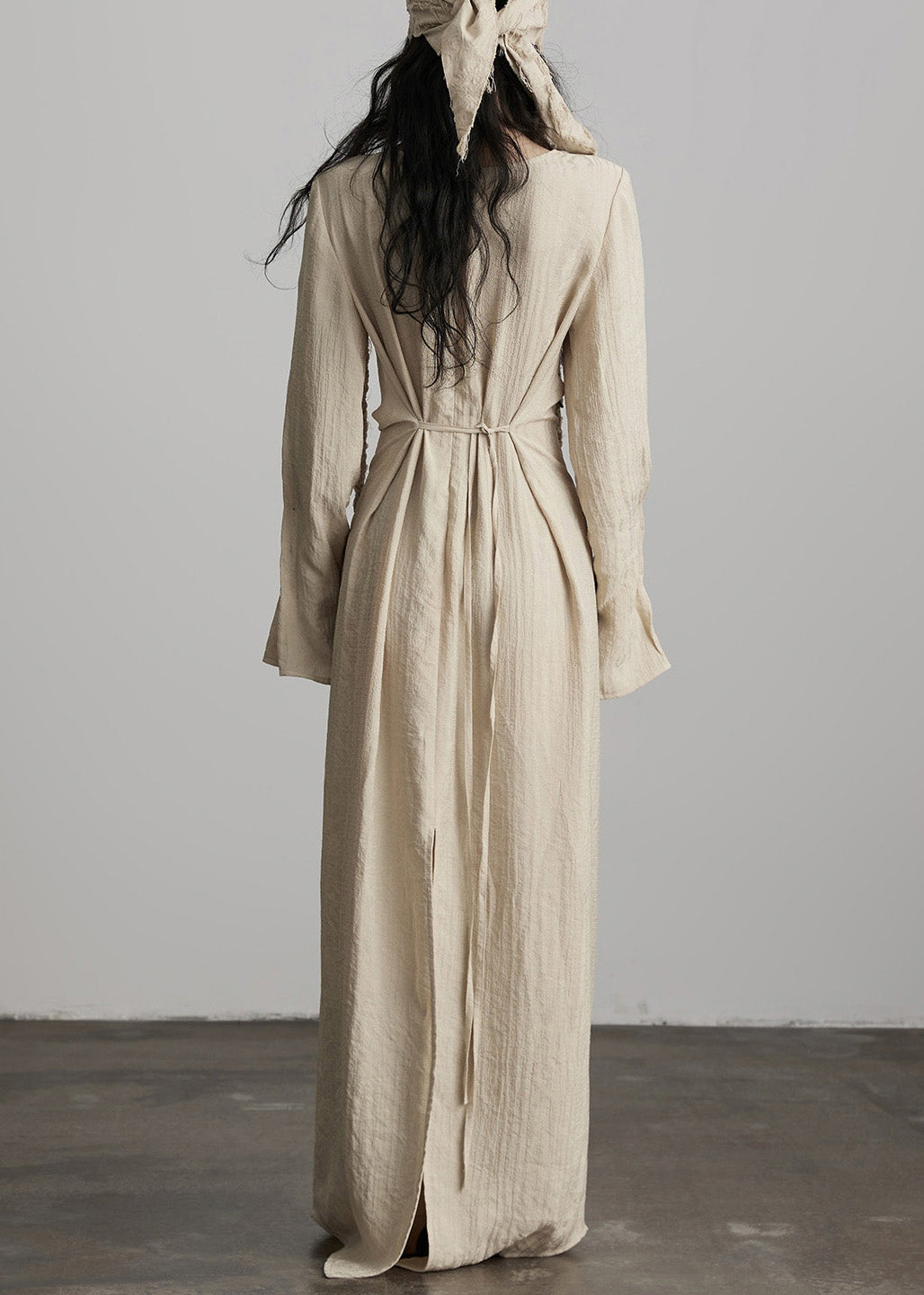 Loose Beige Patchwork Soild Long Dresses Fall