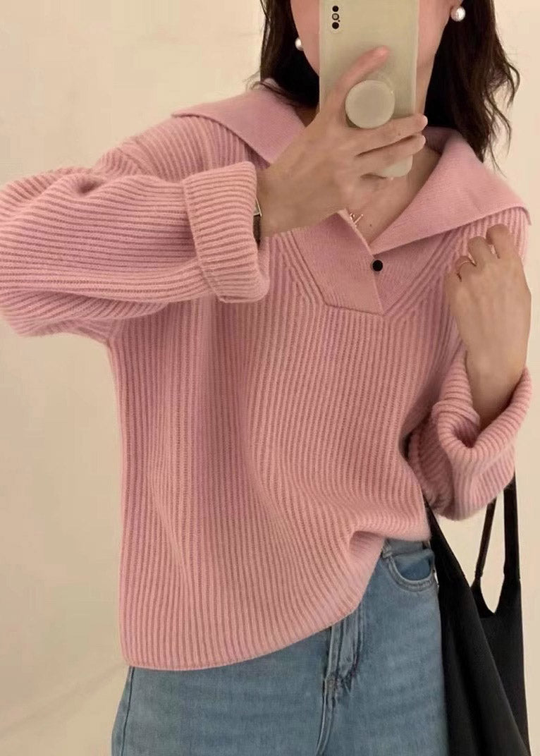Loose Beige V Neck Knit Sweaters Top Spring