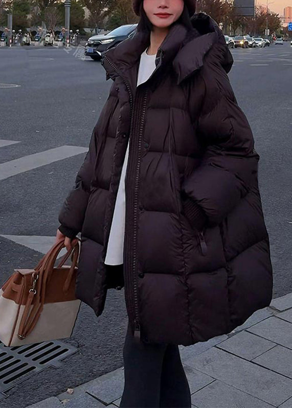 Loose Coffee Pockets Plaid Patchwork Detachable Parkas Winter