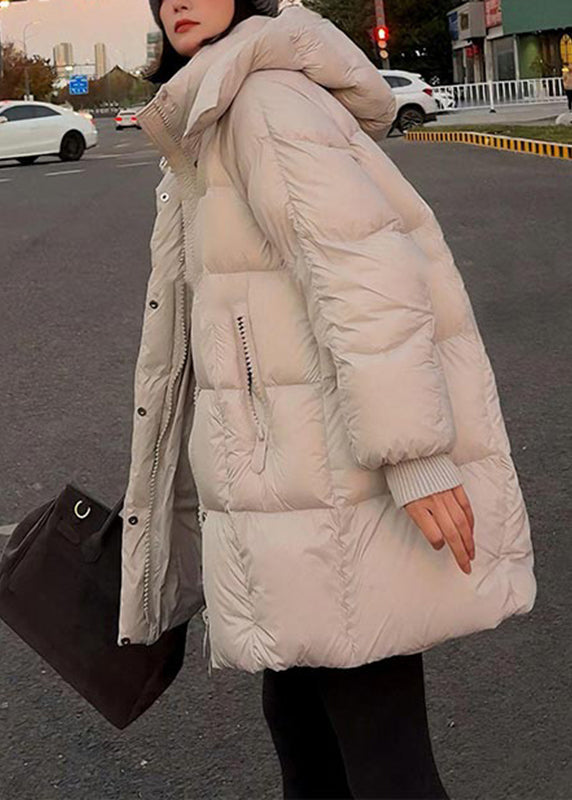 Loose Coffee Pockets Plaid Patchwork Detachable Parkas Winter