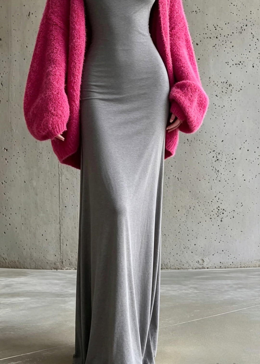 Loose Cotton Knit Cardigans And Long Dress Two Piece Set Fall