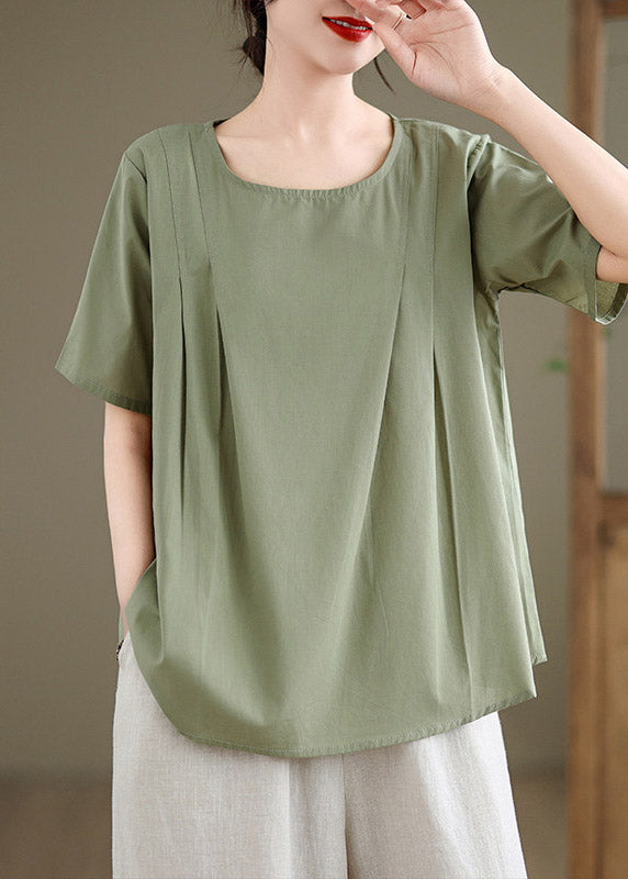 Loose Green Patchwork Solid T Shirt Summer