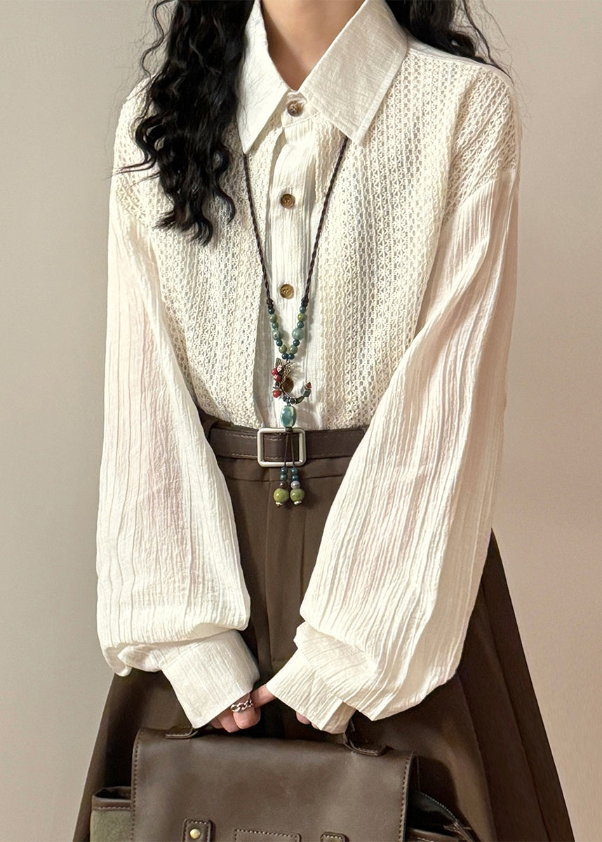 Loose Green Peter Pan Collar False Two Pieces Knit Patchwork Shirt Spring