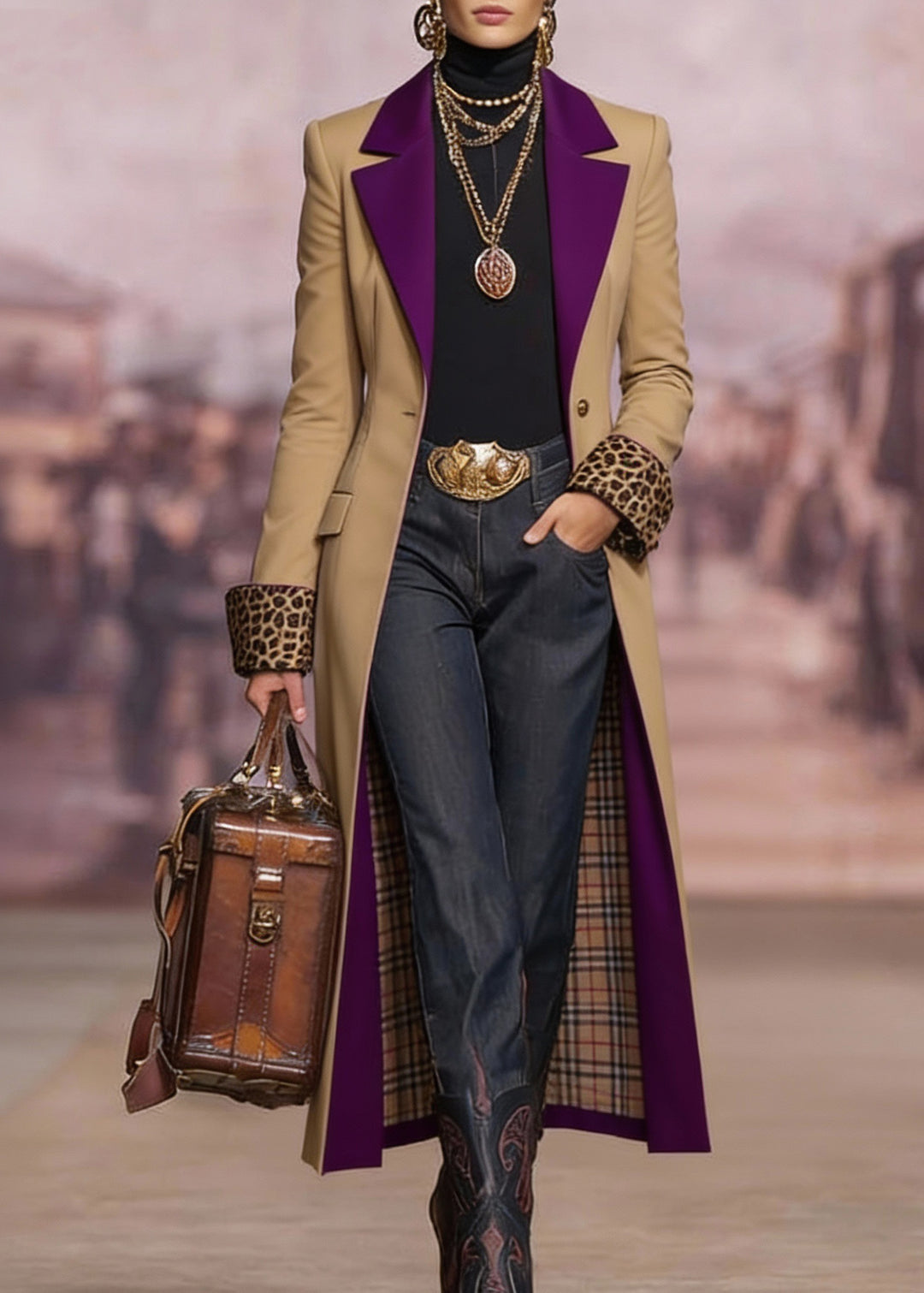 Loose Khaki Peter Pan Collar Pockets Cotton Trench Spring