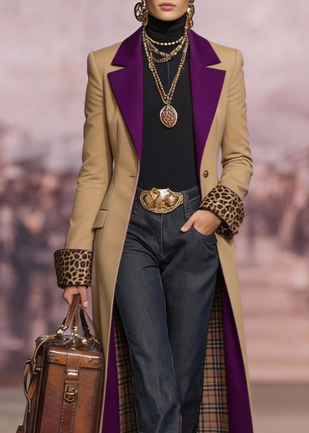 Loose Khaki Peter Pan Collar Pockets Cotton Trench Spring