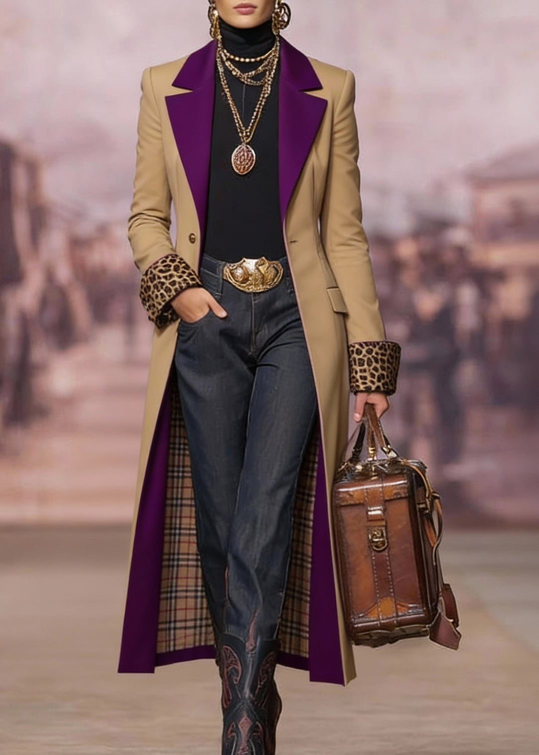 Loose Khaki Peter Pan Collar Pockets Cotton Trench Spring