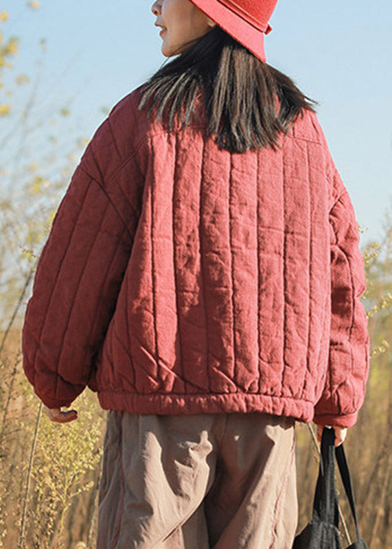 Loose Mulberry Pockets Patchwork Button Parka Winter