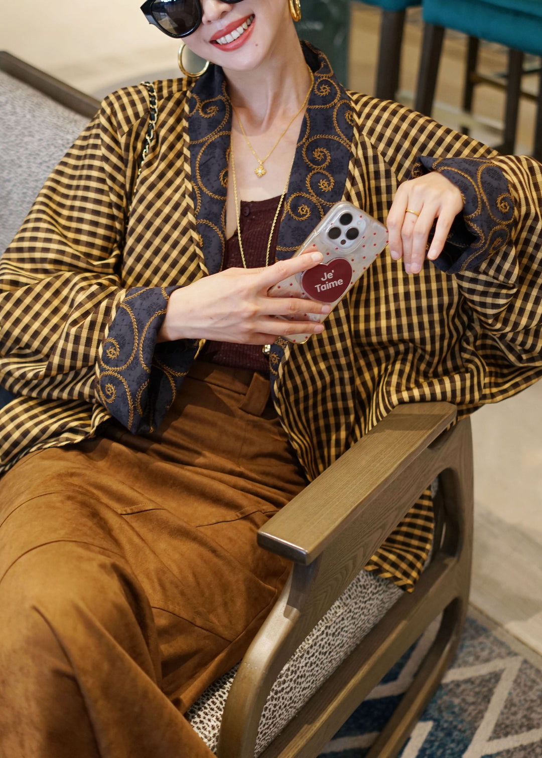 Loose Navy Embroidered Wear On Both Sides Cotton Cardigans Batwing Sleeve