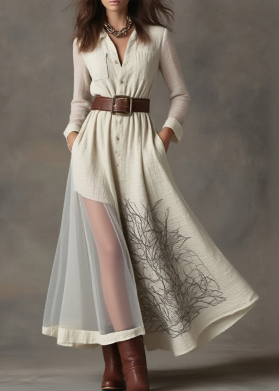 Loose Peter Pan Collar Print Patchwork Cotton Dresses Spring