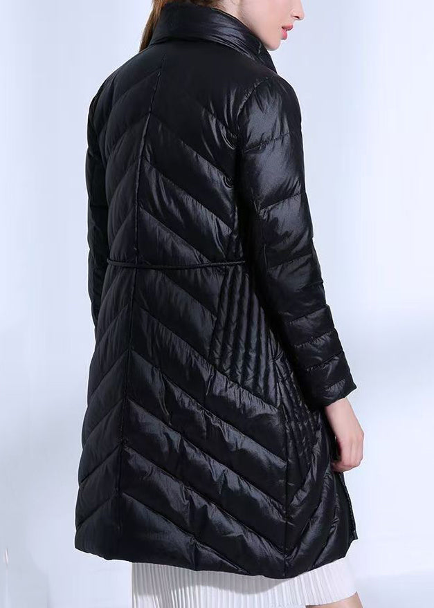 Loose Purple Wrinkled Tie Waist Pockets Fine Cotton Parkas Winter