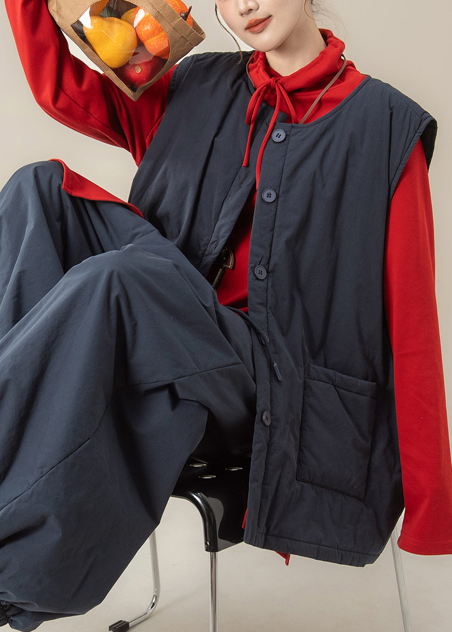 Loose Red Asymmetrical Drawstring Cotton Blouses Spring